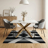 Bold Black White Geometric Triangle Rug
