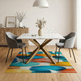 ODIKA Modern Coastal Surfboard Pattern Washable Area Rug - Low Pile Non-Slip Home Decor