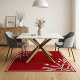 Red Snowflake Papercut Area Rug