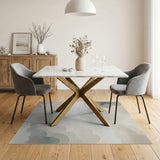 Layered Grey Clouds Abstract Area Rug