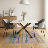 Vibrant Multi-Color Striped Wave Area Rug