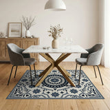 Traditional Persian Intricate Blue Persian Medallion Area Rug