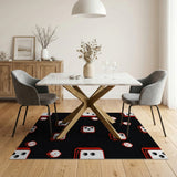 Red Dice Pattern Geometric Area Rug
