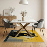Black Cat Moonlit City Yellow Area Rug