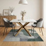 Teal Abstract Geometric Modern Area Rug