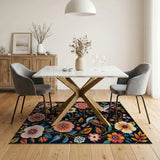 Vibrant Birds Floral Blooms Area Rug