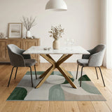 Modern Green Curved Geometric Area Rug