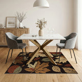 Autumn Maple Leaves Black Area Rug