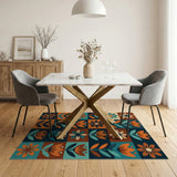 ODIKA Mid-Century Modern Retro Floral Washable Area Rug, Low Pile Non-Slip Pet & Kid Friendly Home Decor