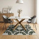 Green Floral Wreath Area Rug