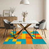 Blue and Teal Vibrant Geometric Color Block Area Rug