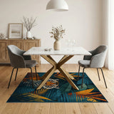 Teal Tiger Jungle Abstract Area Rug
