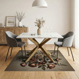 Vintage Beige Rose Anemone Bouquet Rug