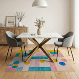 ODIKA Washable Abstract Geometric Area Rug - Colorful Modern Low Pile Non-Slip Art Rug
