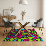 Vibrant Neon Blob Abstract Area Rug