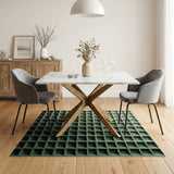Geometric Modern Green Geometric Grid Modern Area Rug