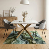 Fluid Green Ink Flow Abstract Area Rug