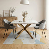 Fluffy Pastel Clouds Stars Kids Rug