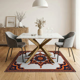 Orange Navy Persian Mandala Area Rug