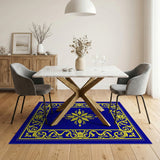 Royal Blue Gold Ornate Medallion Area Rug