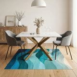 Wave Blue and Teal Blue Teal Wave Abstract Area Rug