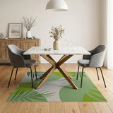Lush Green Palm Frond Coastal Area Rug
