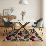 Multi-color and Patterns Cherry Fruit Pattern Pink Area Rug