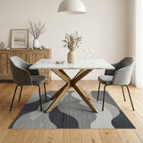 Abstract Grey Wave Peaks Area Rug