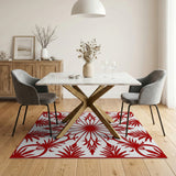 Bold Red Floral Starburst Area Rug