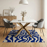 Wavy Navy Abstract Area Rug