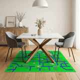 Vibrant Green Geometric Grid Green Area Rug