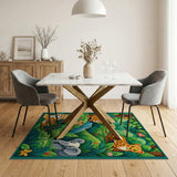 Cute Jungle Baby Animals Cartoon Area Rug
