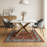 Red Ornate Red Teal Floral Persian Area Rug