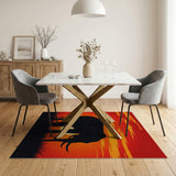 Washable African Elephant Sunset Low Pile Area Rug