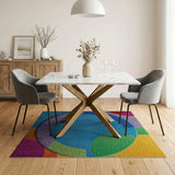 Vibrant Multi-Color Overlapping Circles Area Rug