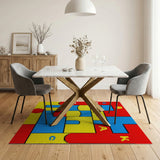Vibrant Geometric Alphabet Area Rug