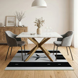 Cartoon Airplane Runway Black White Area Rug