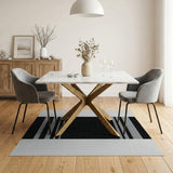 Modern Black Grey White Striped Area Rug