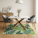 Floral Vintage Green Lush Green Fern Leaf Area Rug