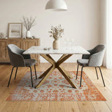 Terracotta Floral Distressed Persian Area Rug