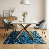 Starry Starfish Blue Coastal Area Rug
