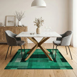 Emerald Green Geometric Block Area Rug