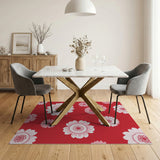 Bold Red Floral Bloom Area Rug