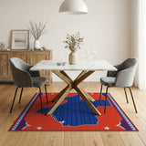 Texas Lone Star Blue Outline Red Southwestern Rug