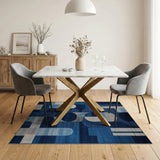 Modern Geometric Blue Abstract Area Rug