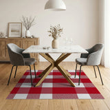 Red Gingham Checkered Area Rug