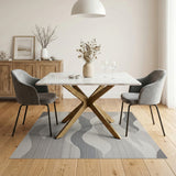 Cascading Grey Waves Abstract Area Rug