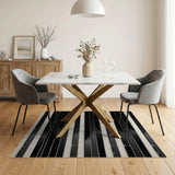 Black White Geometric Stripe Geometric Modern Area Rug
