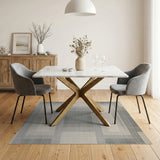 Grey Geometric Framed Modern Area Rug