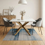 Distressed Blue Teal Stripe Area Rug